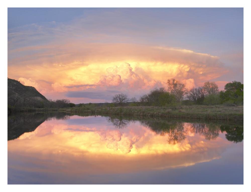 Storm Clouds And South Llano River, South Llano River State Park, Texas-Paper Art-34X26