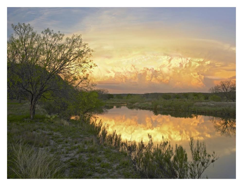 Storm Clouds Over South Llano River, South Llano River State Park, Texas-Paper Art-18X14