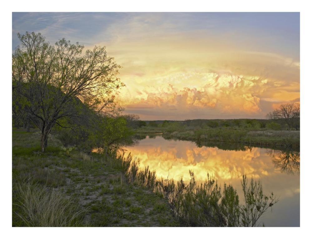 Storm Clouds Over South Llano River, South Llano River State Park, Texas-Paper Art-26X20