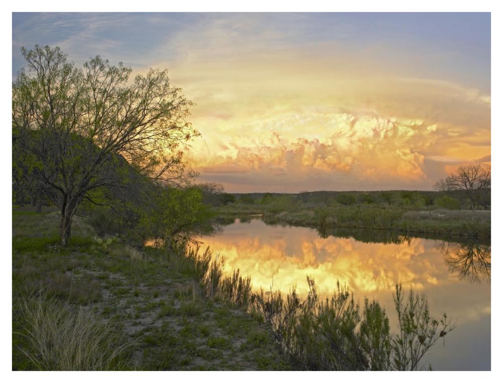 Storm Clouds Over South Llano River, South Llano River State Park, Texas-Paper Art-42X32