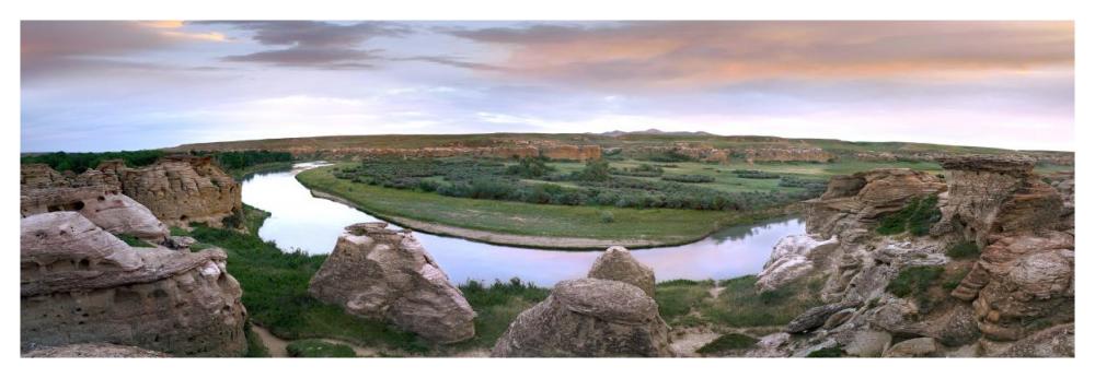 A Bend In The Milk River, Writing-On-Stone Provincial Park, Alberta, Canada-Paper Art-56X20