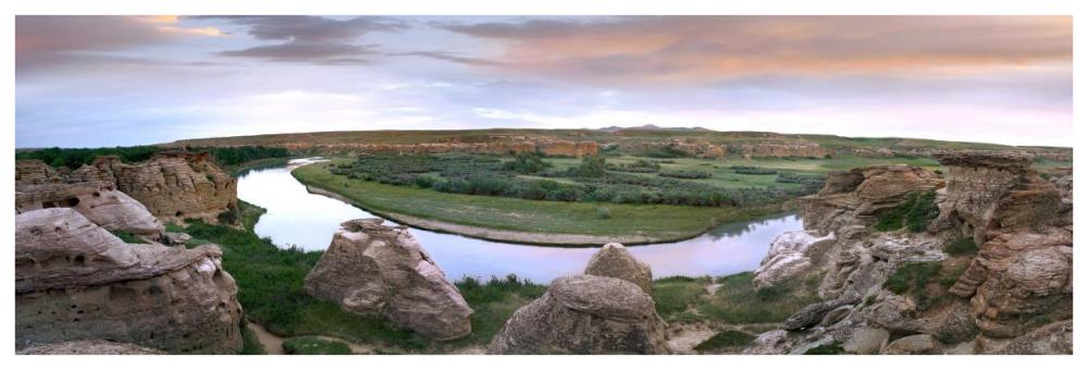 A Bend In The Milk River, Writing-On-Stone Provincial Park, Alberta, Canada-Paper Art-74X26