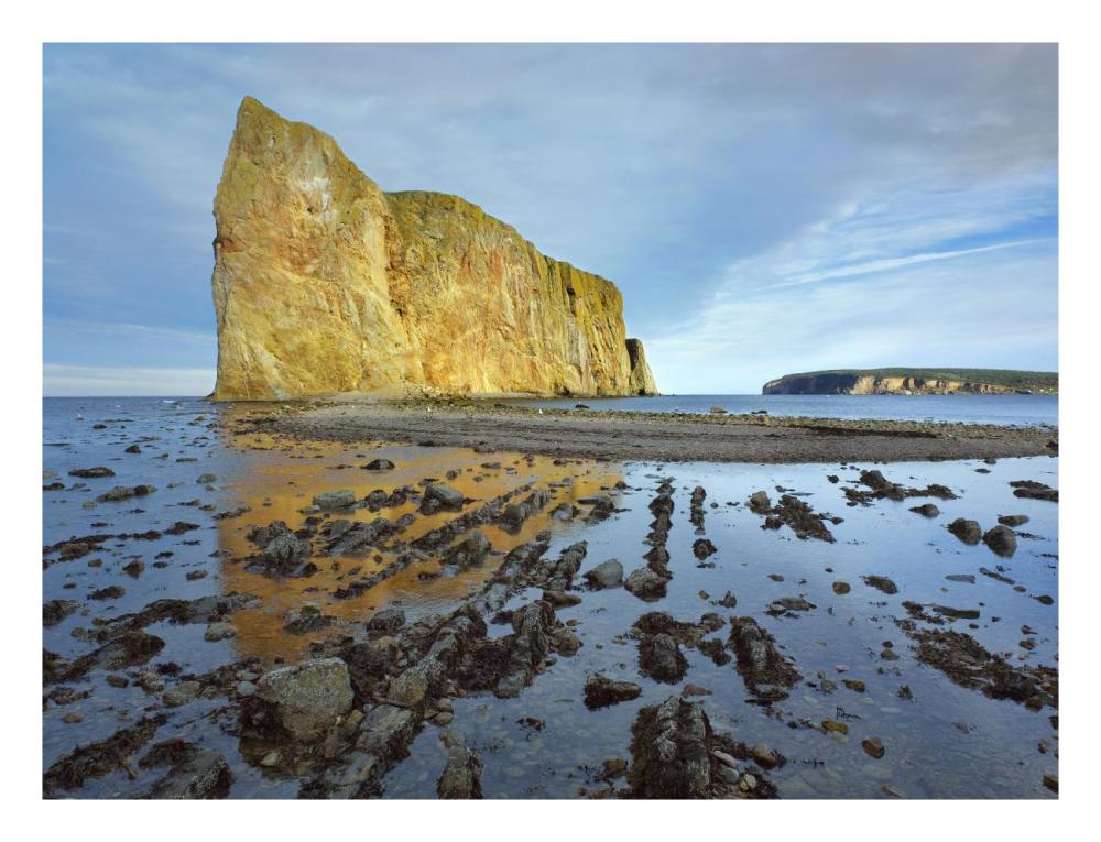 Coastline And Perce Rock, A Limestone Formation, At Low Tide, Quebec, Canada-Paper Art-26X20
