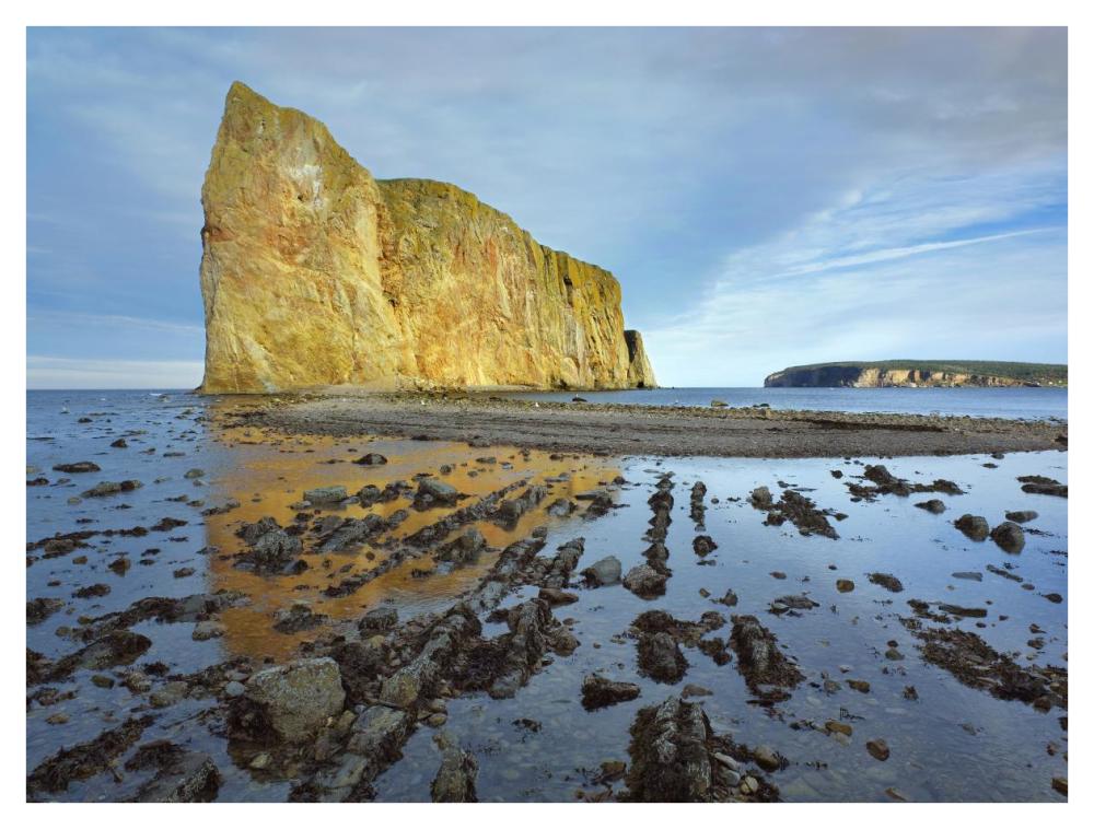 Coastline And Perce Rock, A Limestone Formation, At Low Tide, Quebec, Canada-Paper Art-42X32