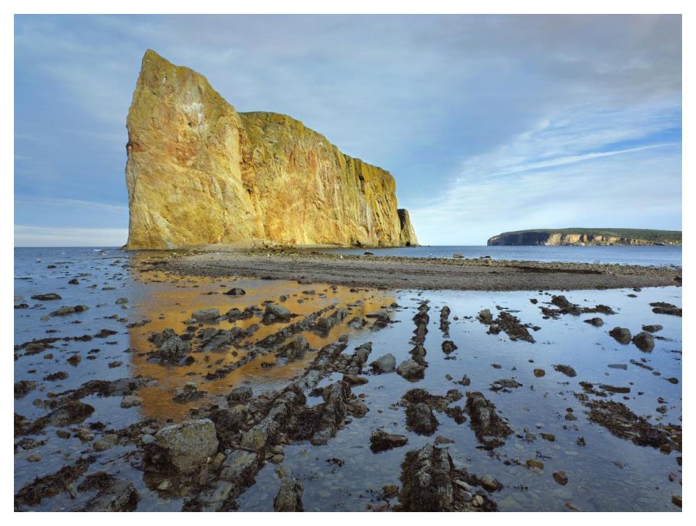 Coastline And Perce Rock, A Limestone Formation, At Low Tide, Quebec, Canada-Paper Art-50X38