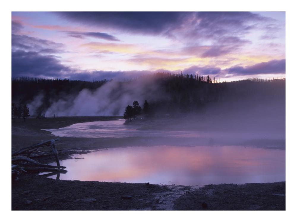 Steaming Hot Springs, Midway Geyser Basin, Yellowstone National Park, Wyoming-Paper Art-26X20