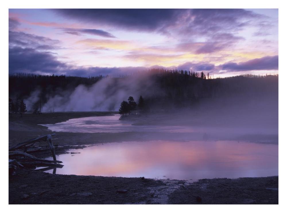 Steaming Hot Springs, Midway Geyser Basin, Yellowstone National Park, Wyoming-Paper Art-34X26