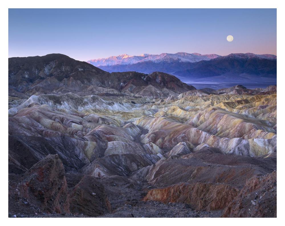 Full Moon Rising Over Zabriskie Point, Death Valley National Park, California-Paper Art-18X14