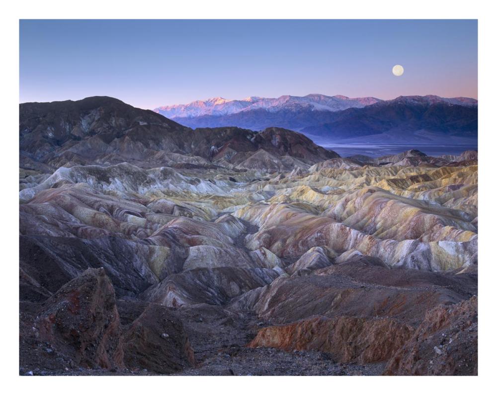 Full Moon Rising Over Zabriskie Point, Death Valley National Park, California-Paper Art-26X20
