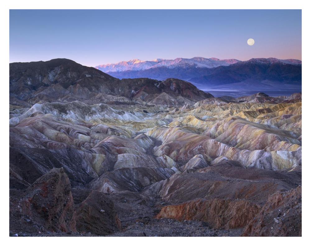 Full Moon Rising Over Zabriskie Point, Death Valley National Park, California-Paper Art-34X26