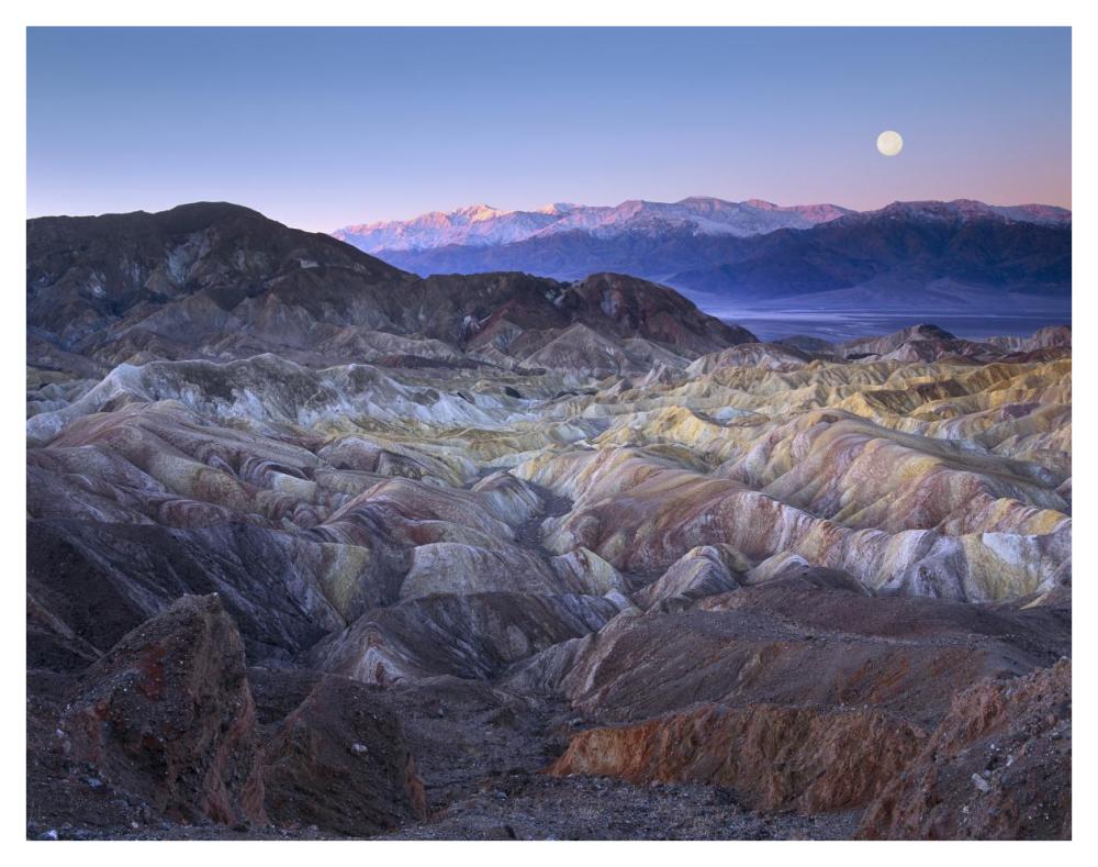 Full Moon Rising Over Zabriskie Point, Death Valley National Park, California-Paper Art-42X32