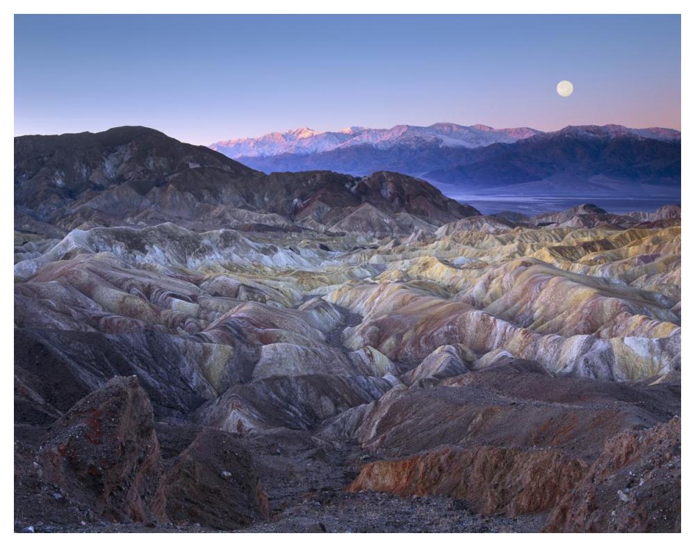Full Moon Rising Over Zabriskie Point, Death Valley National Park, California-Paper Art-50X38