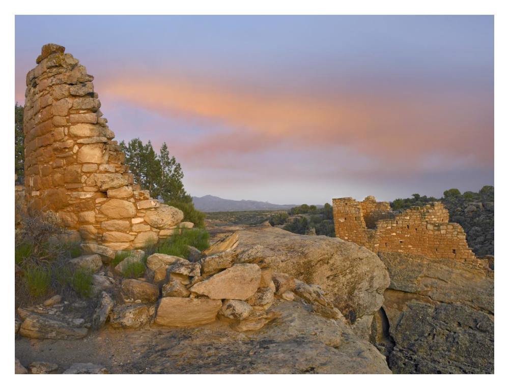 Stronghold House With Sleeping Ute Mountain, Hovenweep National Monument, Utah-Paper Art-18X14