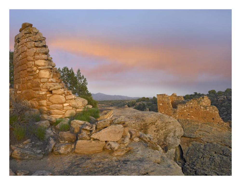 Stronghold House With Sleeping Ute Mountain, Hovenweep National Monument, Utah-Paper Art-26X20