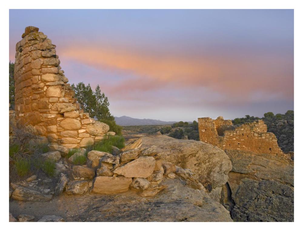 Stronghold House With Sleeping Ute Mountain, Hovenweep National Monument, Utah-Paper Art-34X26