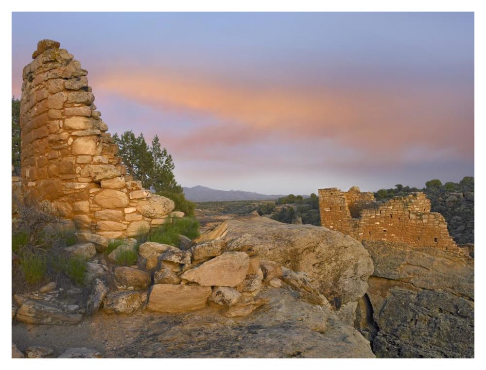 Stronghold House With Sleeping Ute Mountain, Hovenweep National Monument, Utah-Paper Art-42X32
