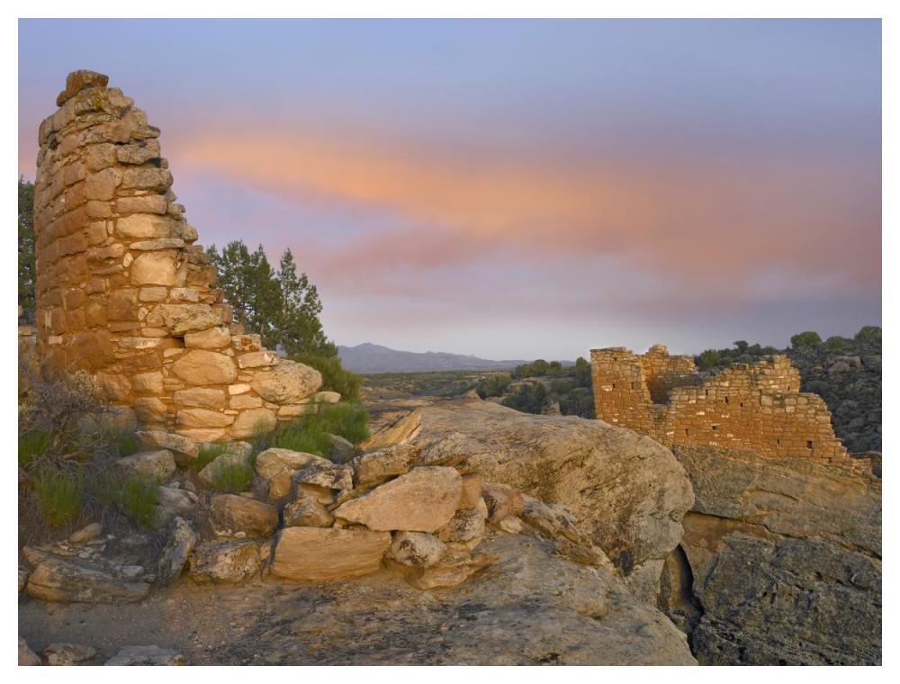Stronghold House With Sleeping Ute Mountain, Hovenweep National Monument, Utah-Paper Art-50X38