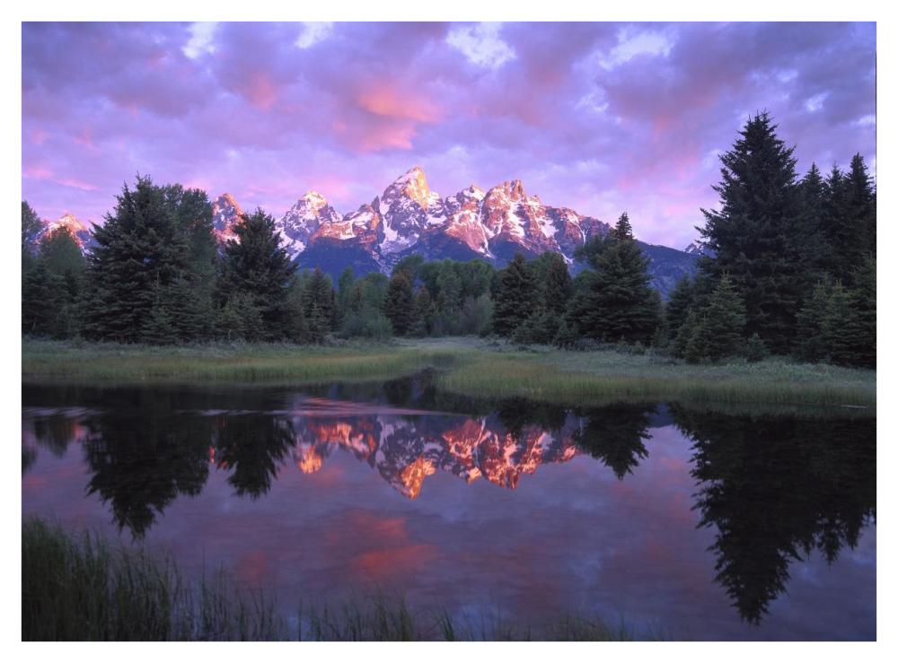 Teton Range At Sunrise, Schwabacher Landing, Grand Teton National Park, Wyoming-Paper Art-42X32