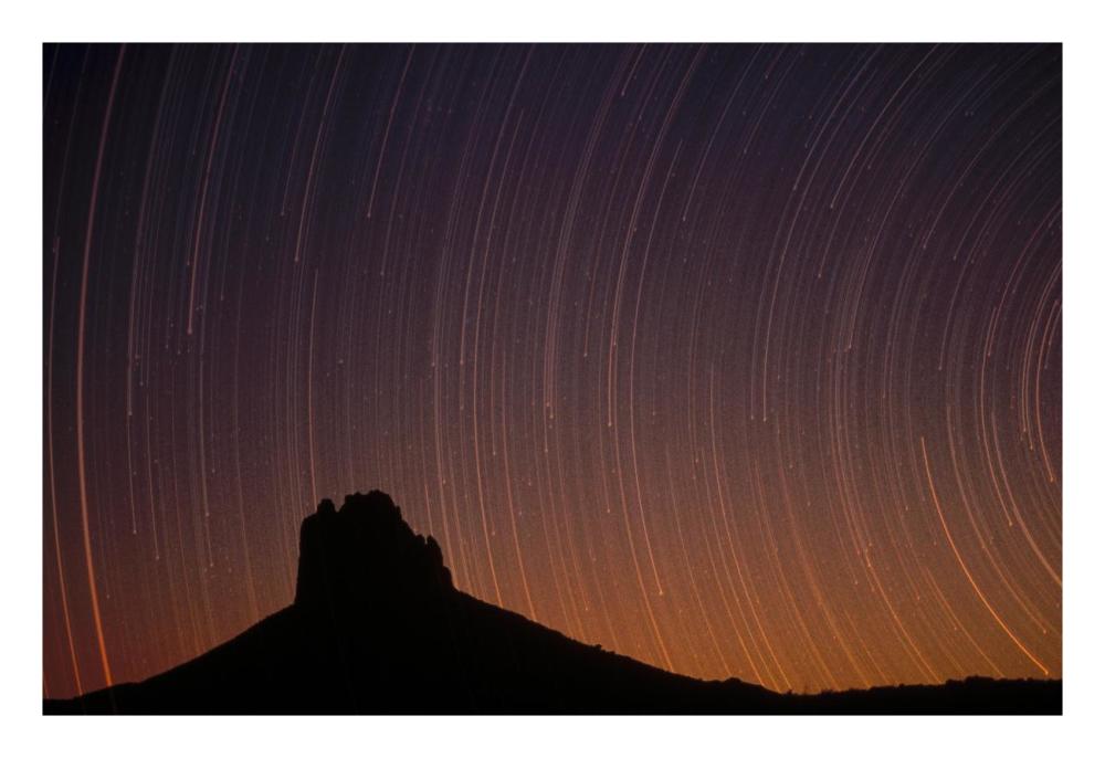 Startrails Over Shiprock In The Four Corners Region Of The Southwest, New Mexico-Paper Art-26X18