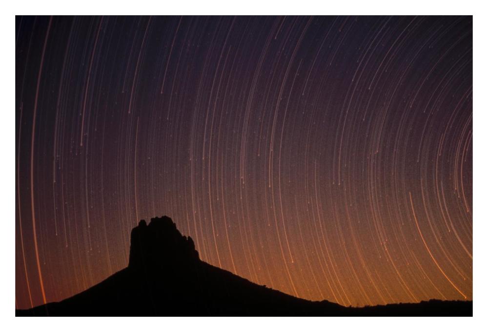 Startrails Over Shiprock In The Four Corners Region Of The Southwest, New Mexico-Paper Art-32X22