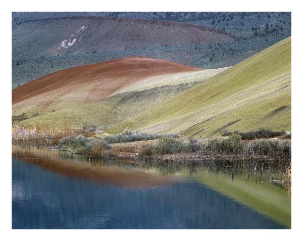 Painted Hills Reflected In Water, John Day Fossil Beds National Monument, Oregon-Paper Art-26X20