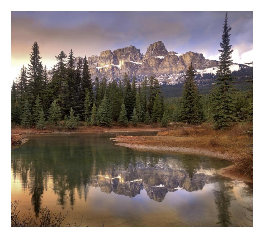 Castle Mountain And Boreal Forest Reflected In Lake, Banff National Park, Alberta-Paper Art-24X21.58