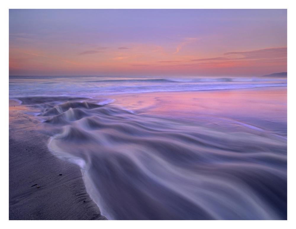 Fresh Water Stream Flowing Into The Pacific Ocean, Zuma Beach, Malibu, California-Paper Art-34X26