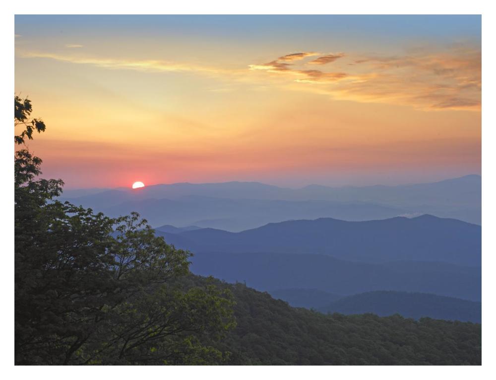 Sunset Over The Pisgah National Forest From The Blue Ridge Parkway, North Carolina-Paper Art-18X14