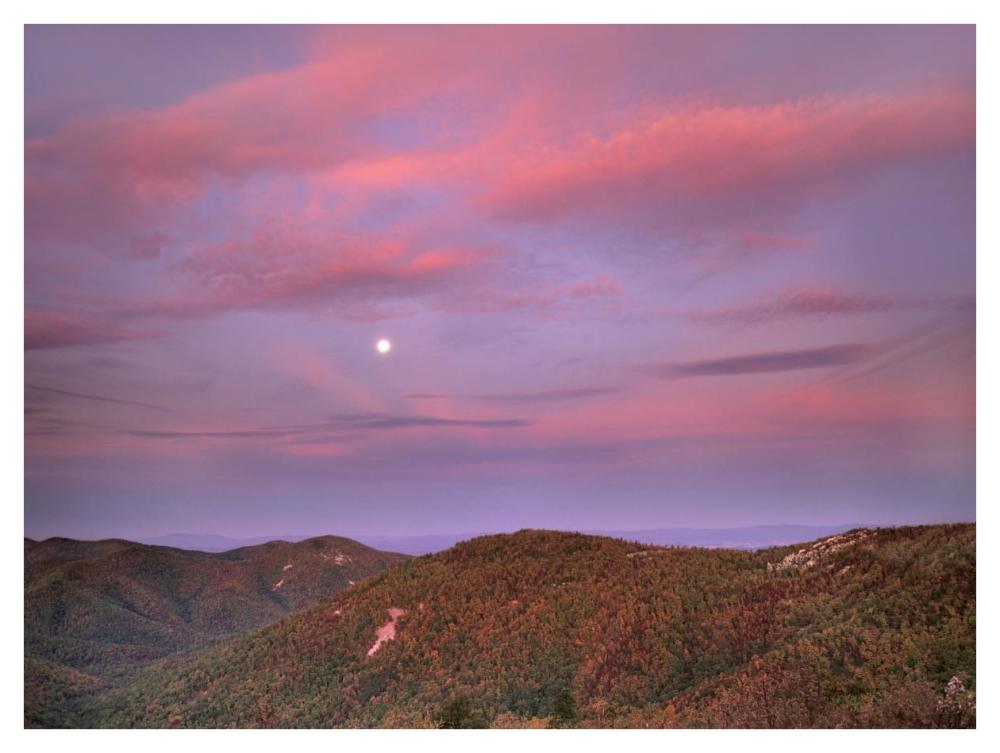 Moon Over Blue Ridge Range And Lost Cove Cliffs, Blue Ridge Parkway, North Carolina-Paper Art-42X32