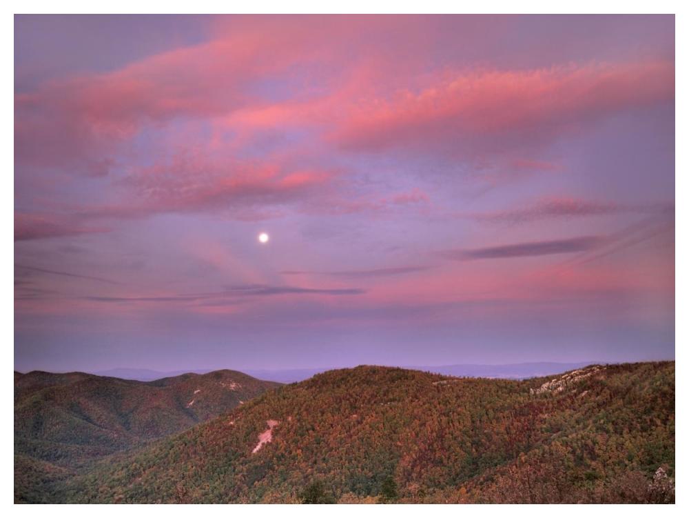 Moon Over Blue Ridge Range And Lost Cove Cliffs, Blue Ridge Parkway, North Carolina-Paper Art-50X38