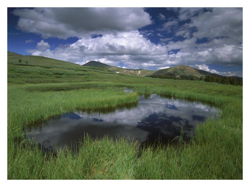 Cumulus Clouds Reflected In Pond At Guanella Pass, Arapaho National Forest, Colorado-Paper Art-18X14