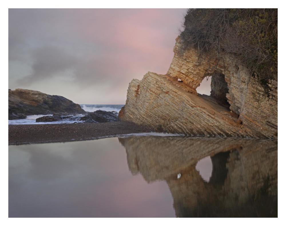 Cave Reflected In Pool At Dusk, Spooners Cove, Montano De Oro State Park, California-Paper Art-18X14