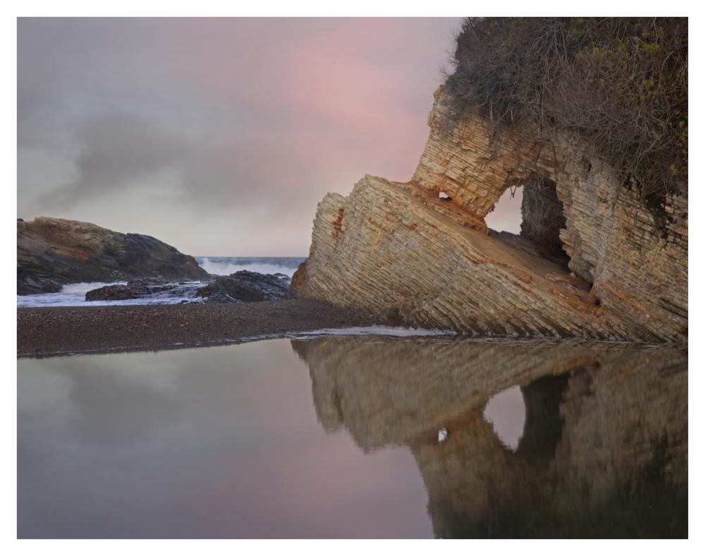 Cave Reflected In Pool At Dusk, Spooners Cove, Montano De Oro State Park, California-Paper Art-42X32