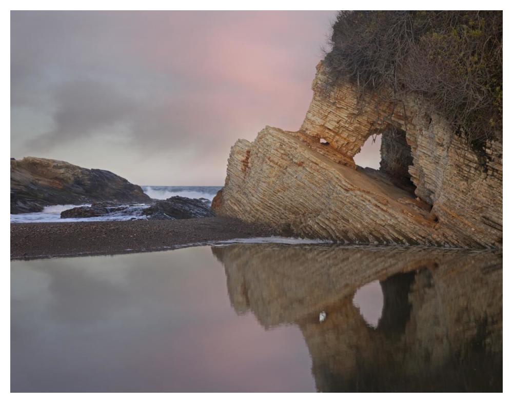 Cave Reflected In Pool At Dusk, Spooners Cove, Montano De Oro State Park, California-Paper Art-50X38