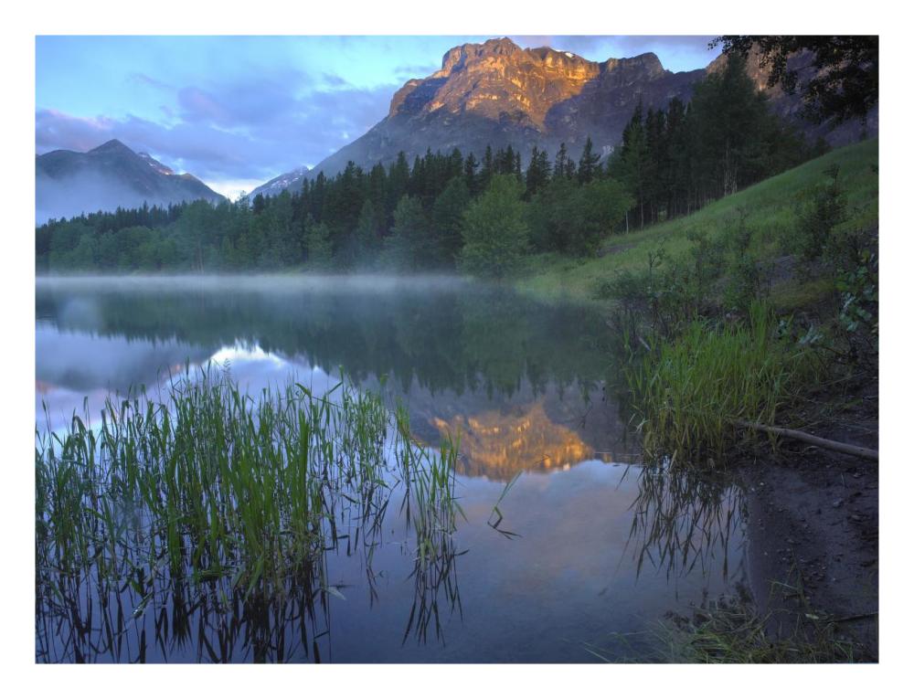 Morning Light On Mt Kidd, Mist Rising From Water, Kananaskis Country, Alberta, Canada-Paper Art-26X20