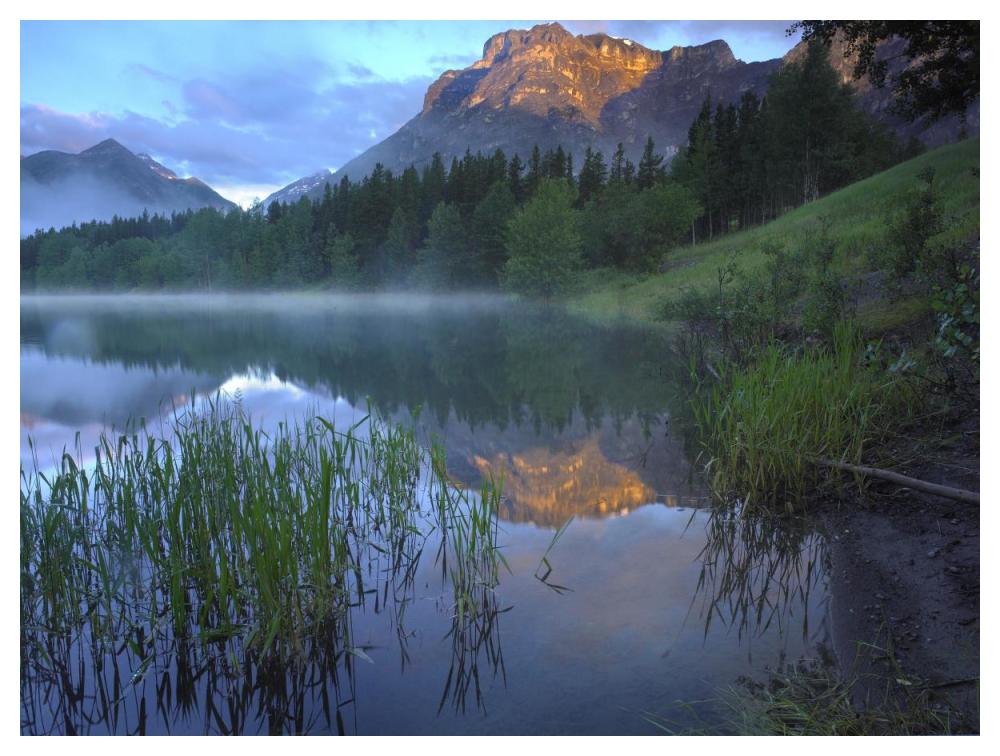 Morning Light On Mt Kidd, Mist Rising From Water, Kananaskis Country, Alberta, Canada-Paper Art-50X38
