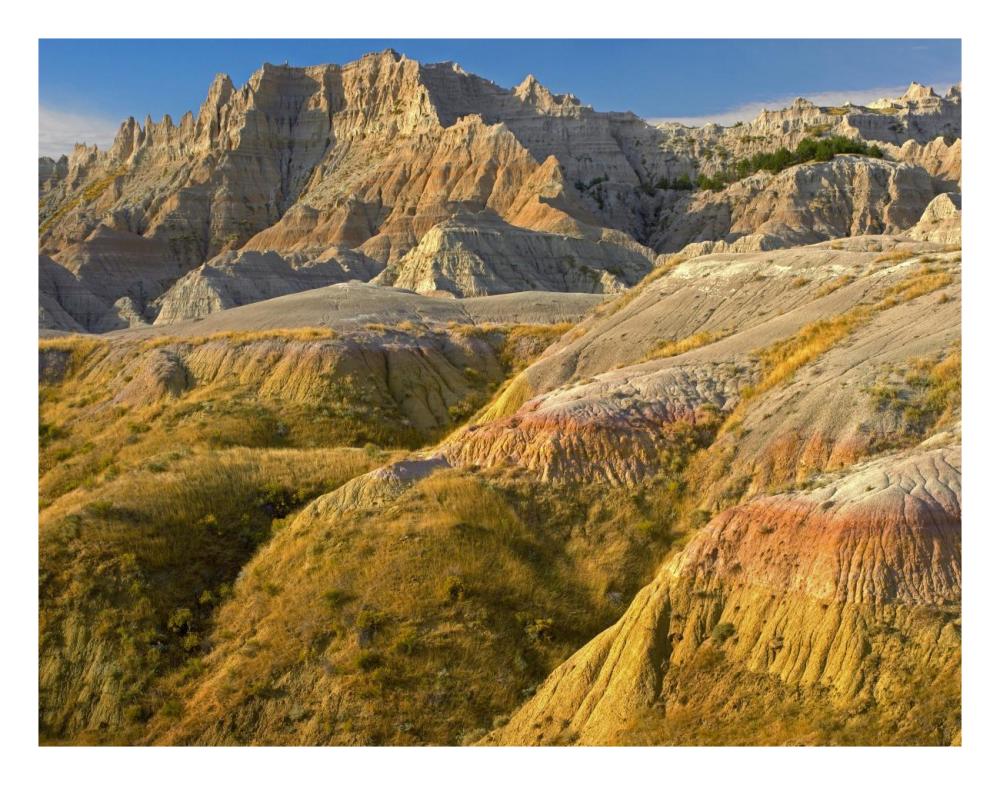 Eroded Buttes Showing Layers Of Sedimentary Rock, Badlands National Park, South Dakota-Paper Art-26X20