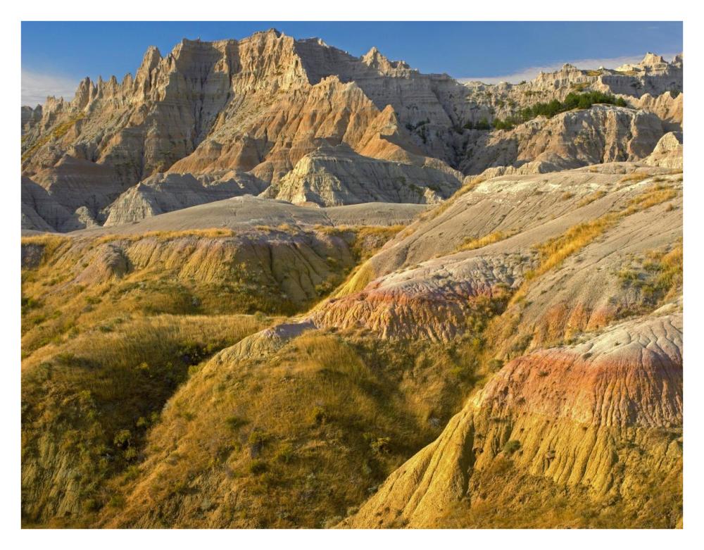 Eroded Buttes Showing Layers Of Sedimentary Rock, Badlands National Park, South Dakota-Paper Art-34X26