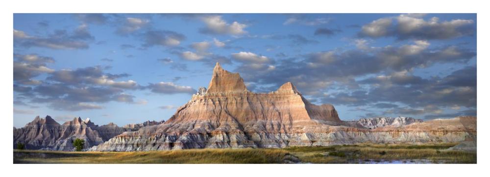 Landscape Showing Erosional Features In Sandstone, Badlands National Park, South Dakota-Paper Art-38X14