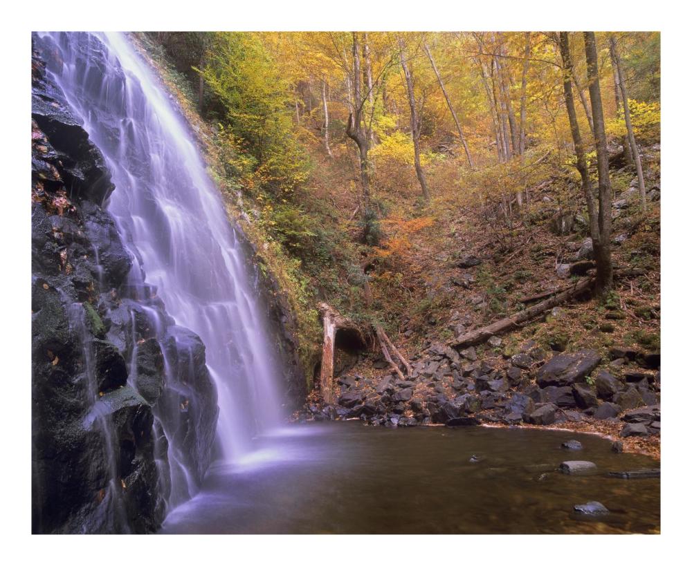 Crabtree Falls Cascading Into Stream In Autumn Forest, Blue Ridge Parkway, North Carolina-Paper Art-22X18