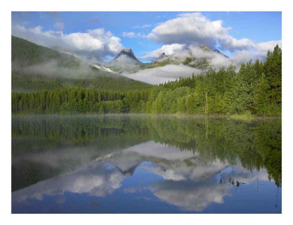 Fortress Mountain Shrouded In Clouds, Reflected In Lake, Kananaskis Country, Alberta, Canada-Paper Art-26X20