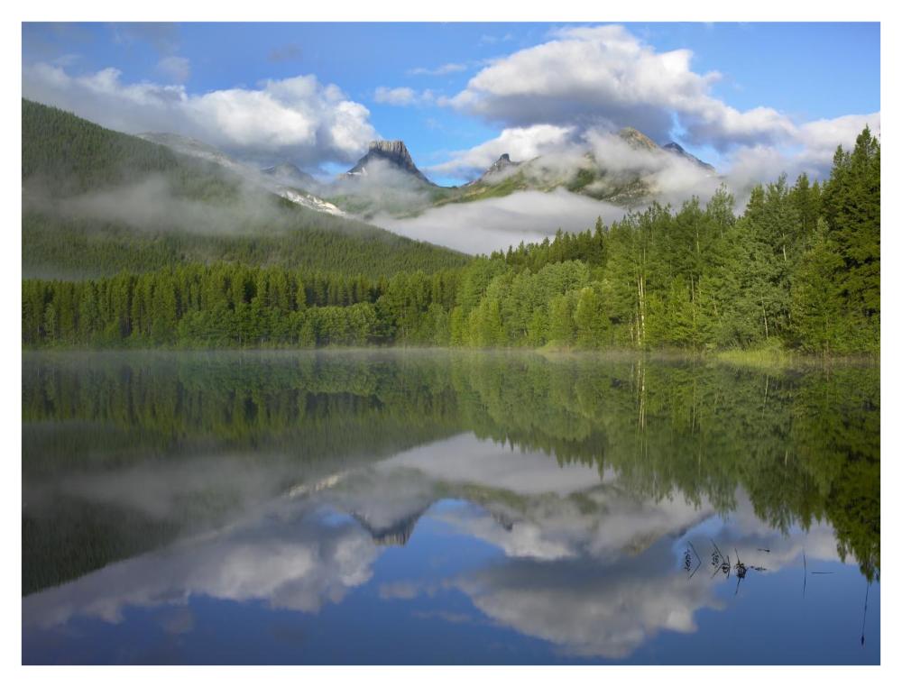 Fortress Mountain Shrouded In Clouds, Reflected In Lake, Kananaskis Country, Alberta, Canada-Paper Art-42X32