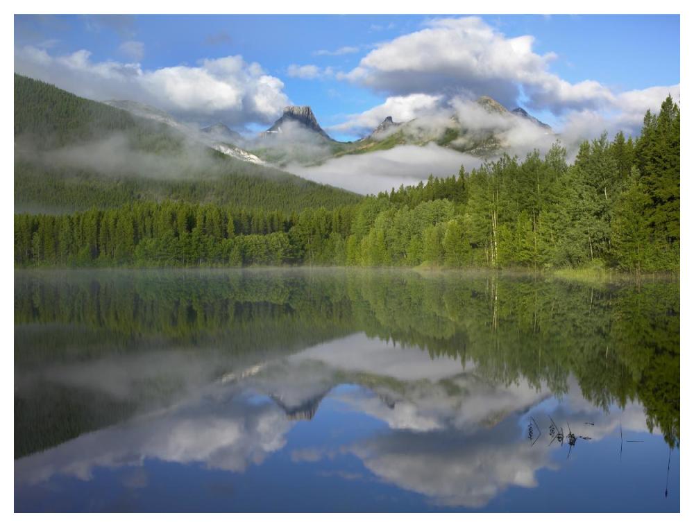 Fortress Mountain Shrouded In Clouds, Reflected In Lake, Kananaskis Country, Alberta, Canada-Paper Art-50X38