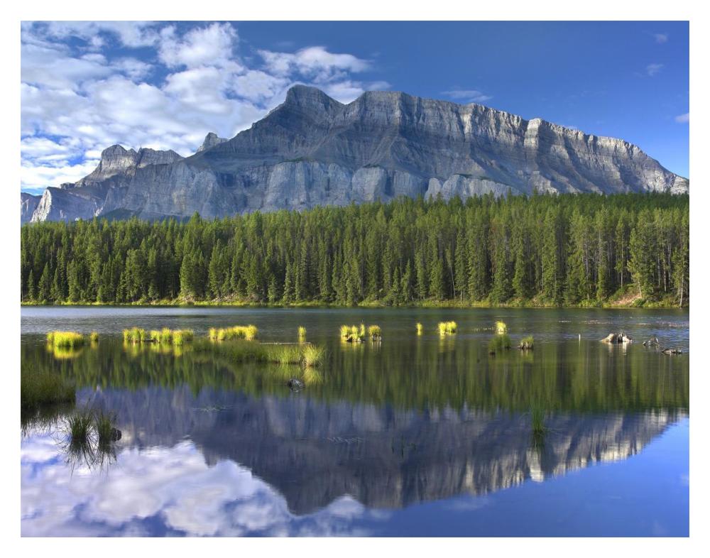 Mount Rundle And Boreal Forest Reflected In Johnson Lake, Banff National Park, Alberta, Canada-Paper Art-18X14