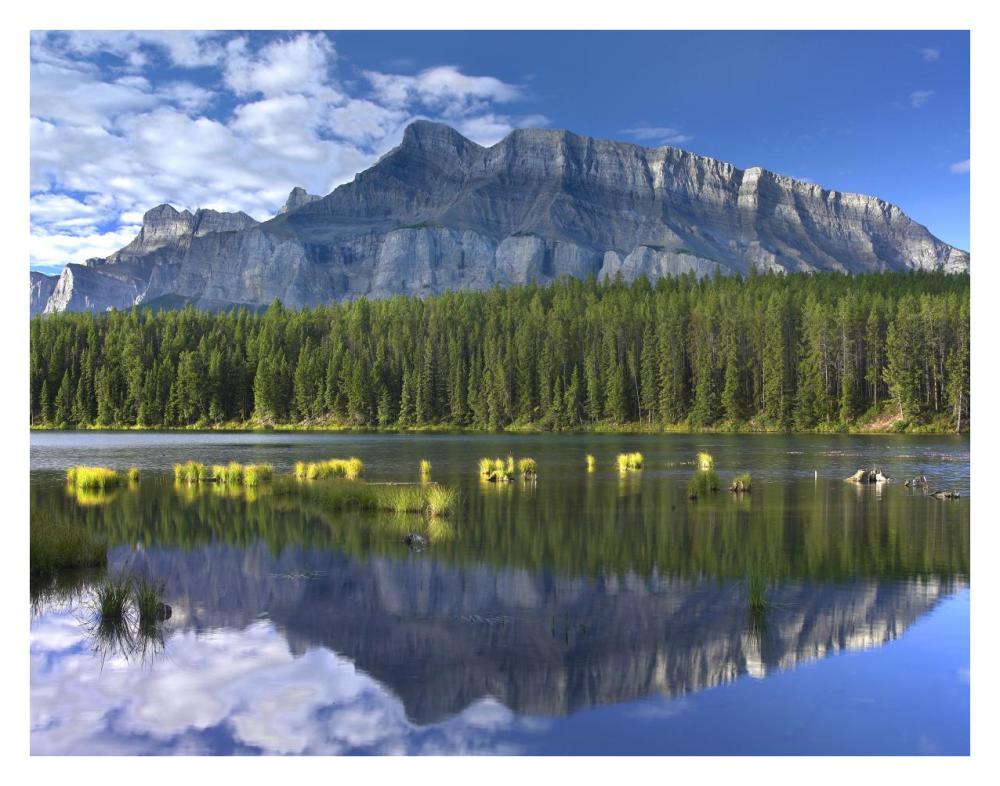 Mount Rundle And Boreal Forest Reflected In Johnson Lake, Banff National Park, Alberta, Canada-Paper Art-34X26