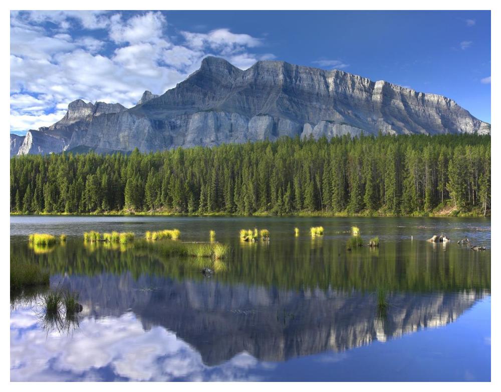 Mount Rundle And Boreal Forest Reflected In Johnson Lake, Banff National Park, Alberta, Canada-Paper Art-50X38