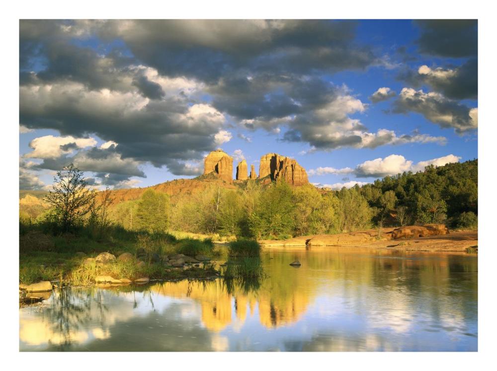Cathedral Rock Reflected In Oak Creek At Red Rock Crossing, Red Rock State Park Near Sedona, Arizona-Paper Art-26X20