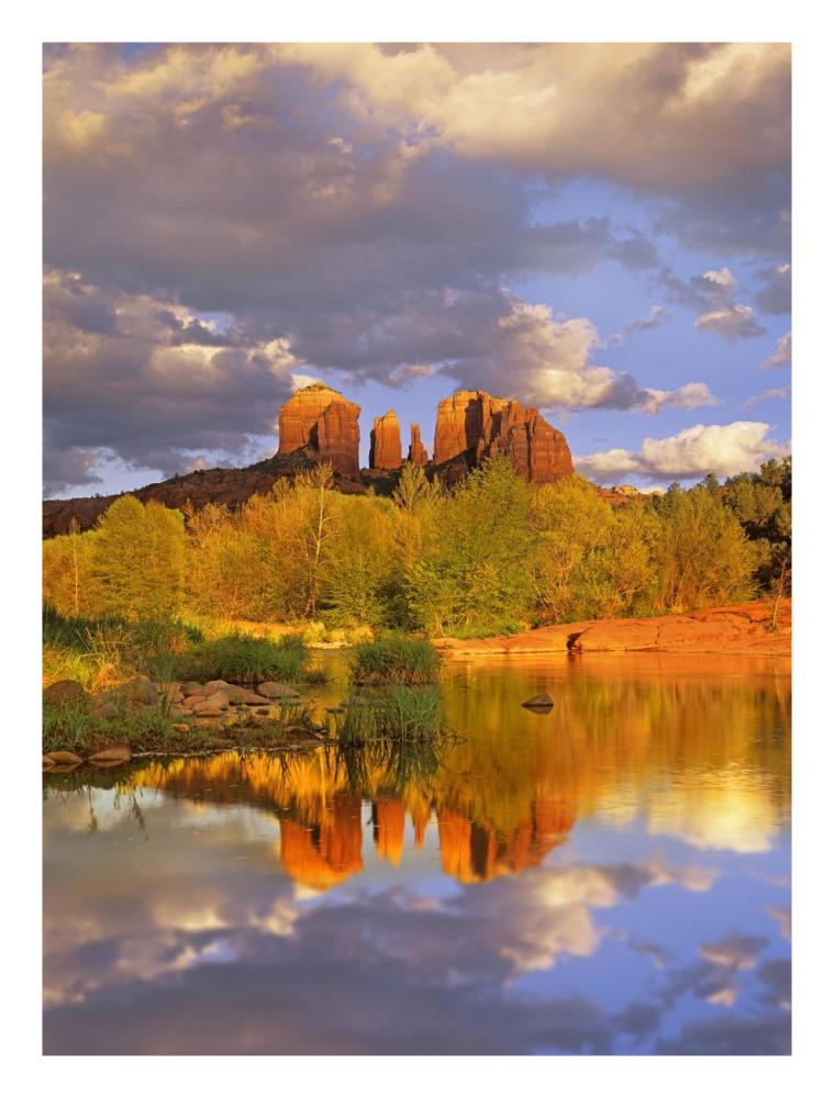 Cathedral Rock Reflected In Oak Creek At Red Rock Crossing, Red Rock State Park Near Sedona, Arizona-Paper Art-20X26