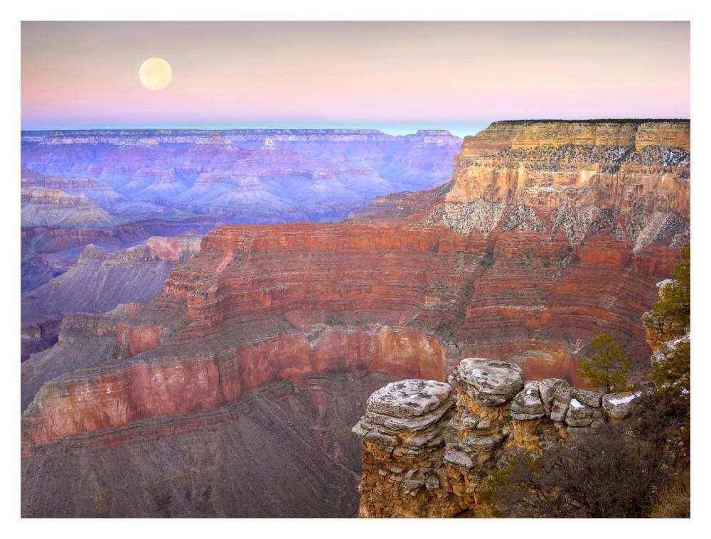 Full Moon Over The Grand Canyon At Sunset As Seen From Pima Point, Grand Canyon National Park, Arizona-Paper Art-18X14