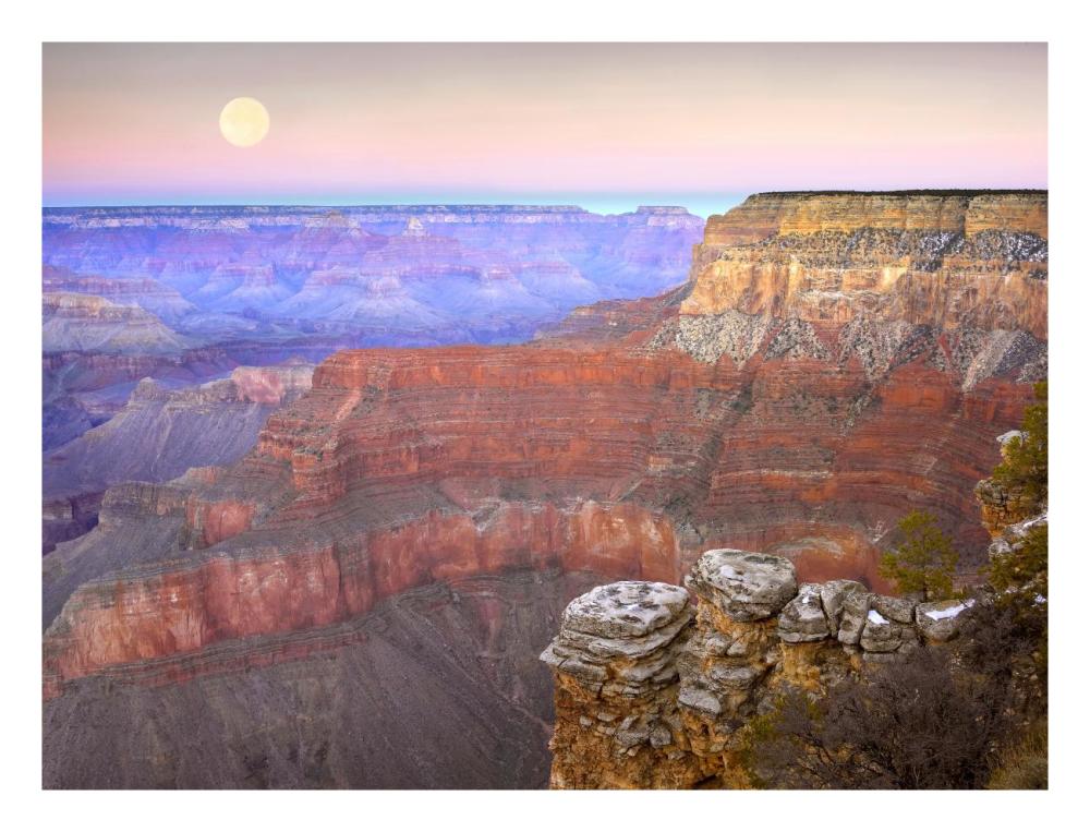 Full Moon Over The Grand Canyon At Sunset As Seen From Pima Point, Grand Canyon National Park, Arizona-Paper Art-26X20